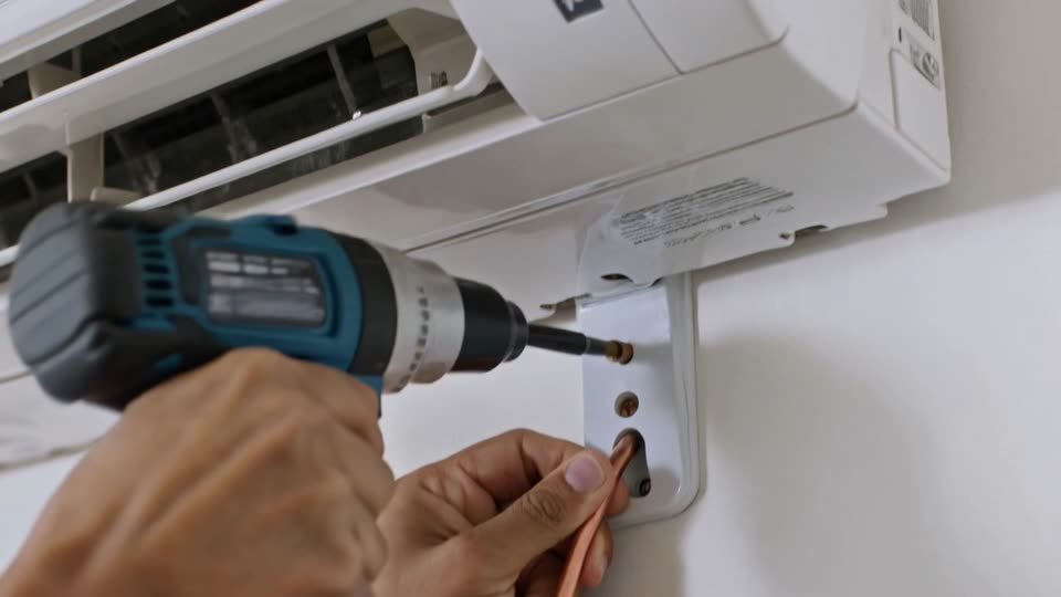 Aircon Installers Durban - an installer fitting the indoor unit of a split system